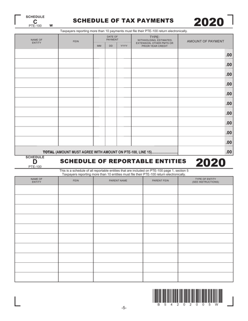 Form PTE-100 Schedule C, D 2020 Printable Pdf