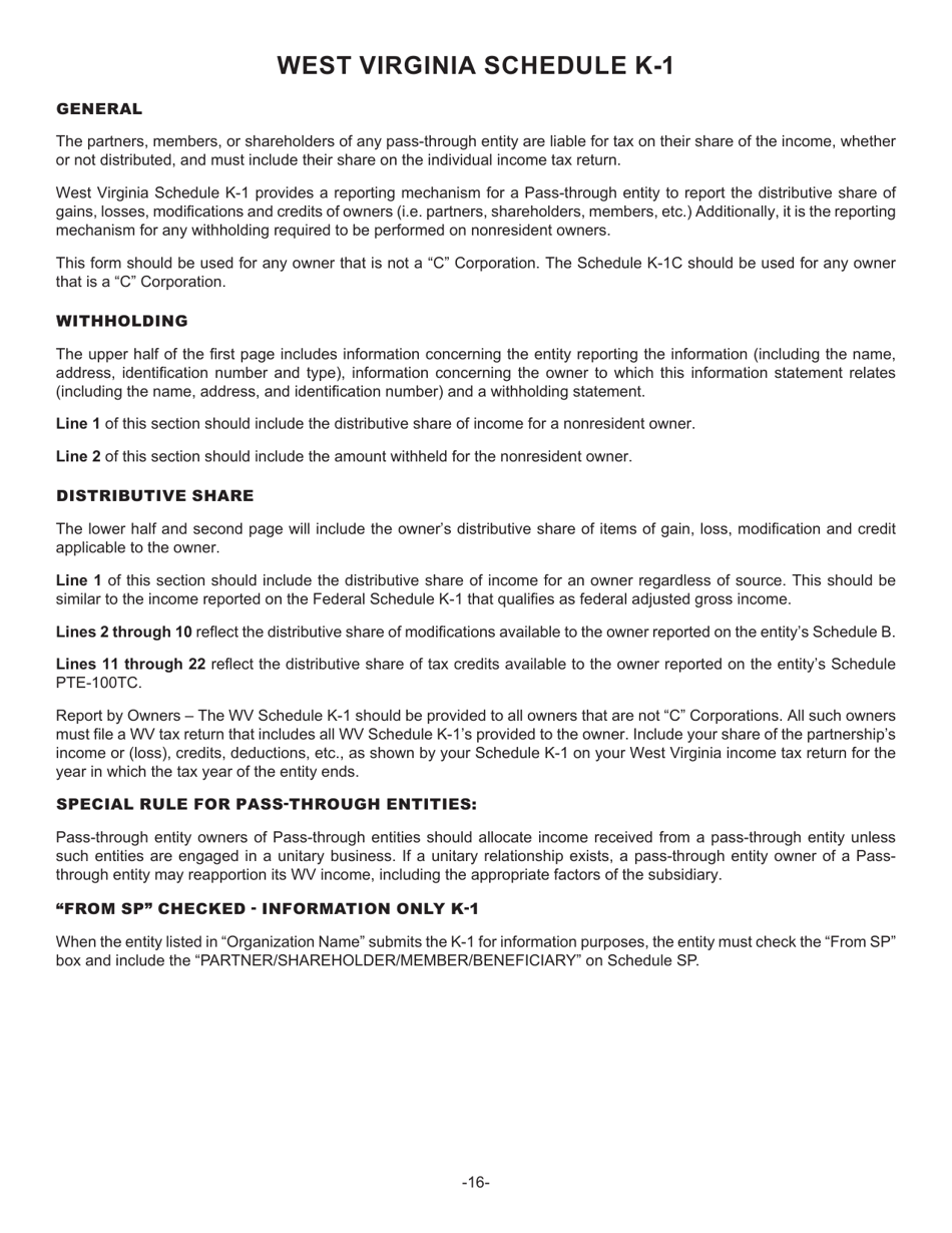 Schedule K-1 Schedule of Wv Partner / Shareholder / Member / Beneficiary Income, Loss, Modification, Credits, and Withholding - West Virginia, Page 3
