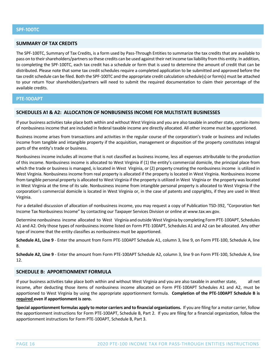 Download Instructions For Form Pte 100 Spf 100tc Pte 100apt Nrw 2 Pdf 2020 Templateroller 7982