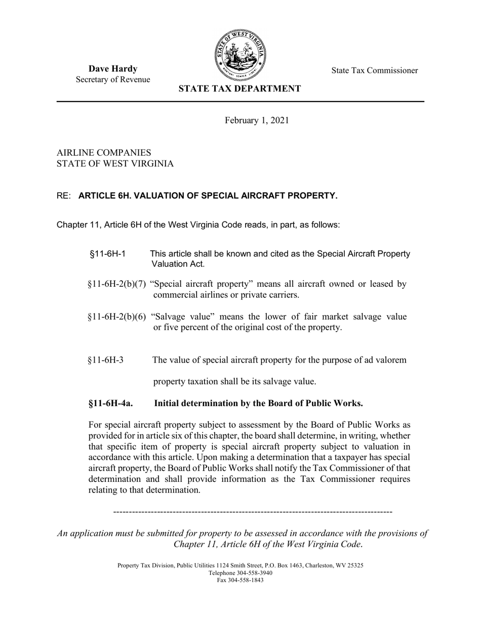 Board of Public Works Annual Report: Airlines - West Virginia, Page 16