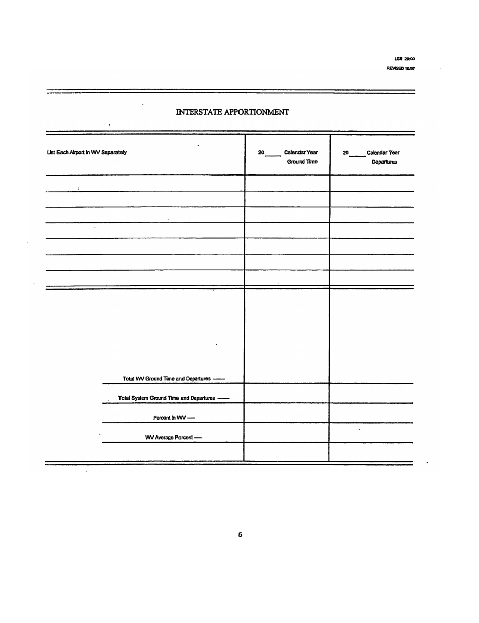 Board of Public Works Annual Report: Airlines - West Virginia, Page 7