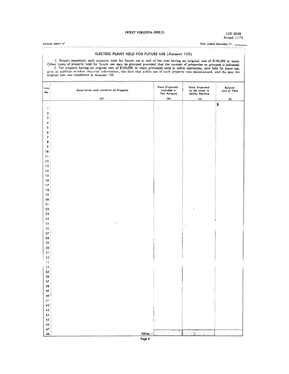 Board of Public Works Annual Report: Electric - Large - West Virginia, Page 9