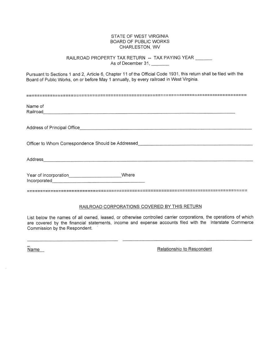 Board of Public Works Annual Report: Railroads - Csx - Ns Only - West Virginia, Page 3