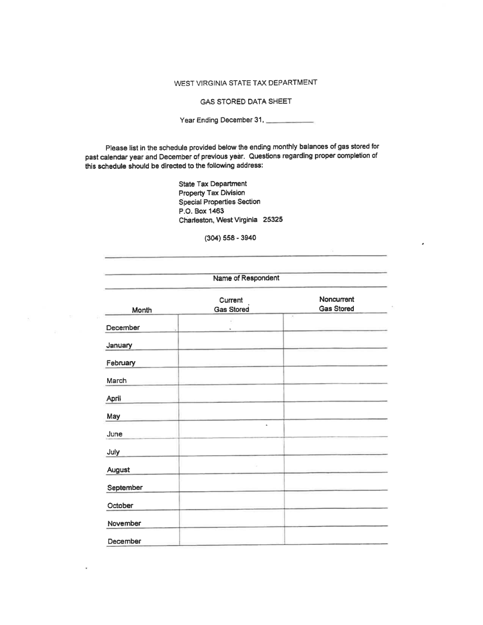 Board of Public Works Annual Report: Gas - Small - West Virginia, Page 16