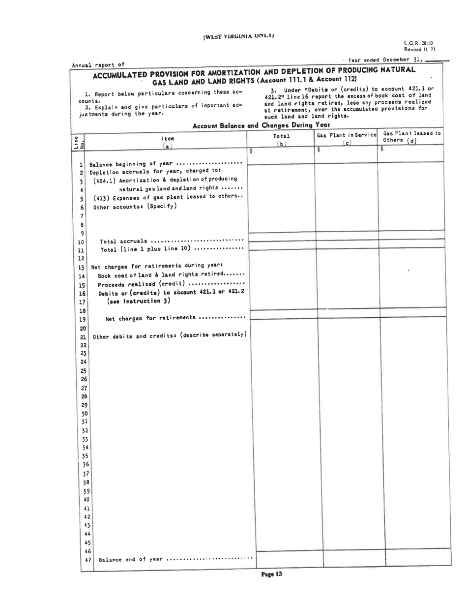Board of Public Works Annual Report: Gas - Large - West Virginia, Page 16