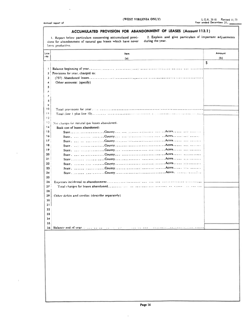 Board of Public Works Annual Report: Gas - Large - West Virginia, Page 19
