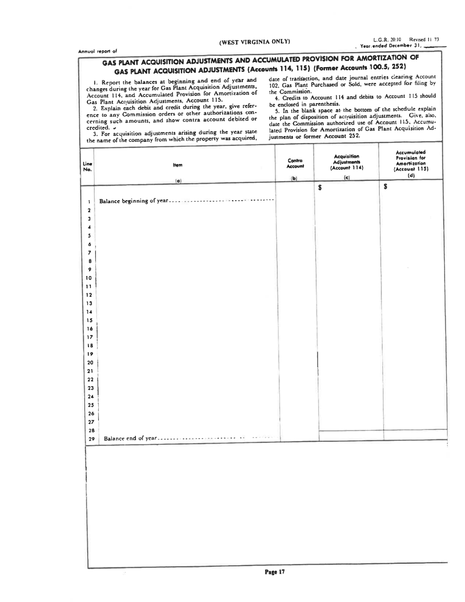 Board of Public Works Annual Report: Gas - Large - West Virginia, Page 20