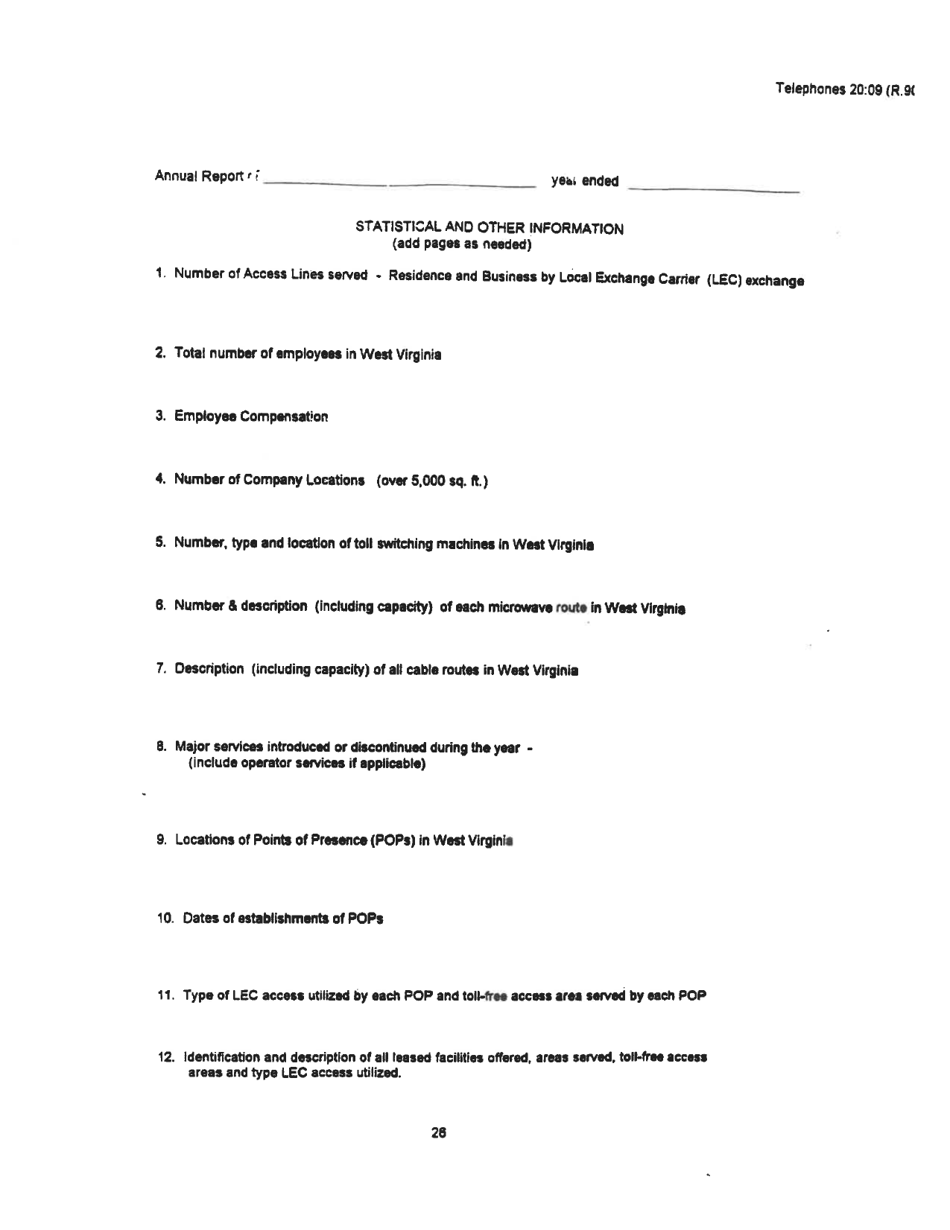 Board of Public Works Annual Report: Telephones - West Virginia, Page 29