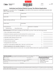 Document preview: Form IT AR Individual and School District Income Tax Refund Application - Ohio
