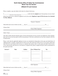 Document preview: Form 22934 Affidavit of Lost Invoices - North Dakota