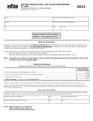 Form SFN22903 Motor Vehicle Fuel Tax Claim for Refund by Ems - North Dakota