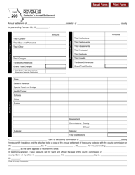 Form 205 &quot;Collector's Annual Settlement&quot; - Missouri