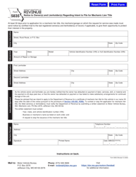 Form 5835 Notice to Owner(S) and Lienholder(S) Regarding Intent to File for Mechanic Lien Title - Missouri