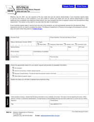 Document preview: Form 5849 Electronic Filing Waiver Request Sales and Use Tax - Missouri