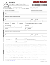 Form MO-2NR &quot;Statement of Income Tax Payments for Nonresident Individual Partners or S Corporation Shareholders&quot; - Missouri, 2020