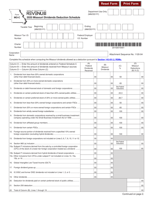 Form MO-C 2020 Printable Pdf