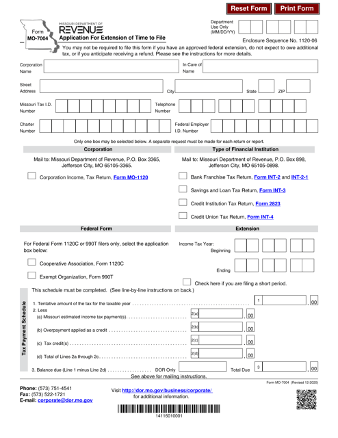 Form MO-7004  Printable Pdf