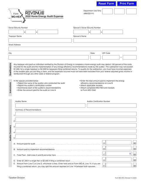 Form MO-HEA 2020 Printable Pdf