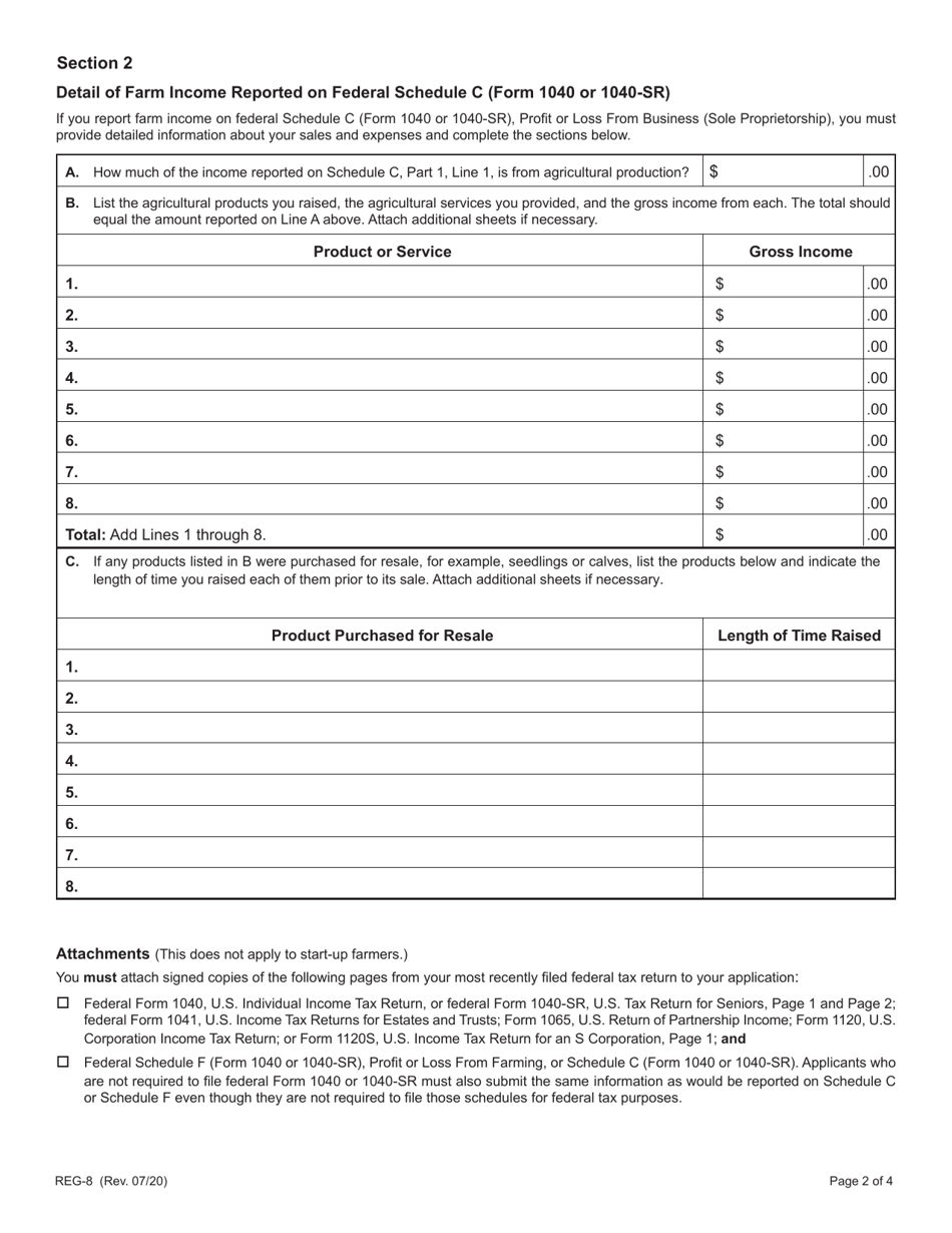 Form REG-8 Application for Farmer Tax Exemption Permit - Connecticut, Page 2