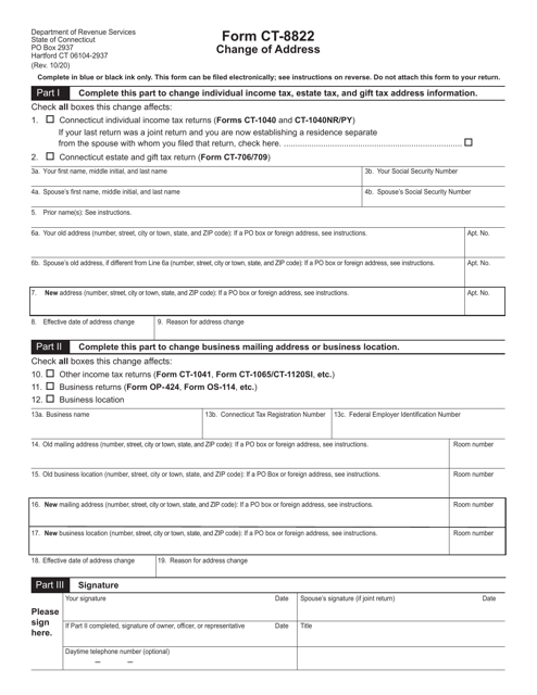 Form CT-8822  Printable Pdf