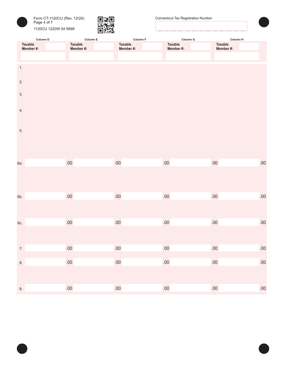 Form CT-1120CU Combined Unitary Corporation Business Tax Return - Connecticut, Page 4