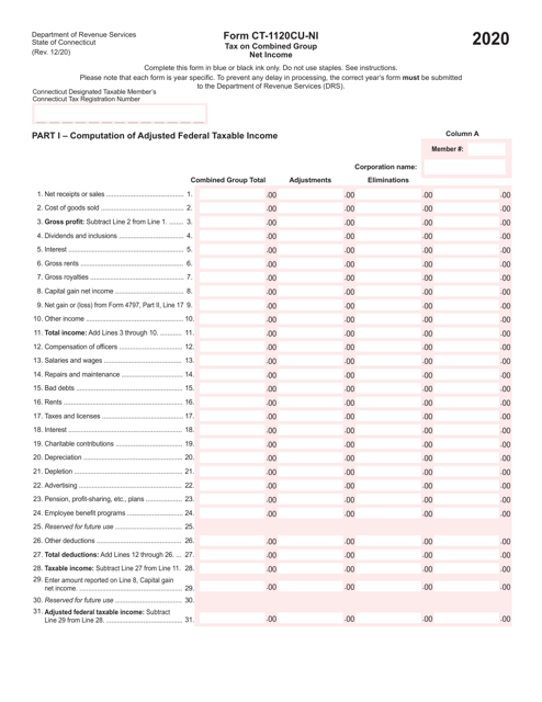 Form CT-1120CU-NI 2020 Printable Pdf