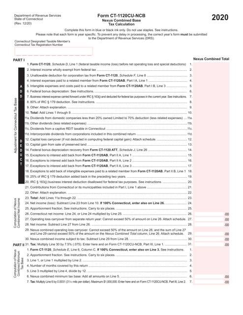 Form CT-1120CU-NCB 2020 Printable Pdf