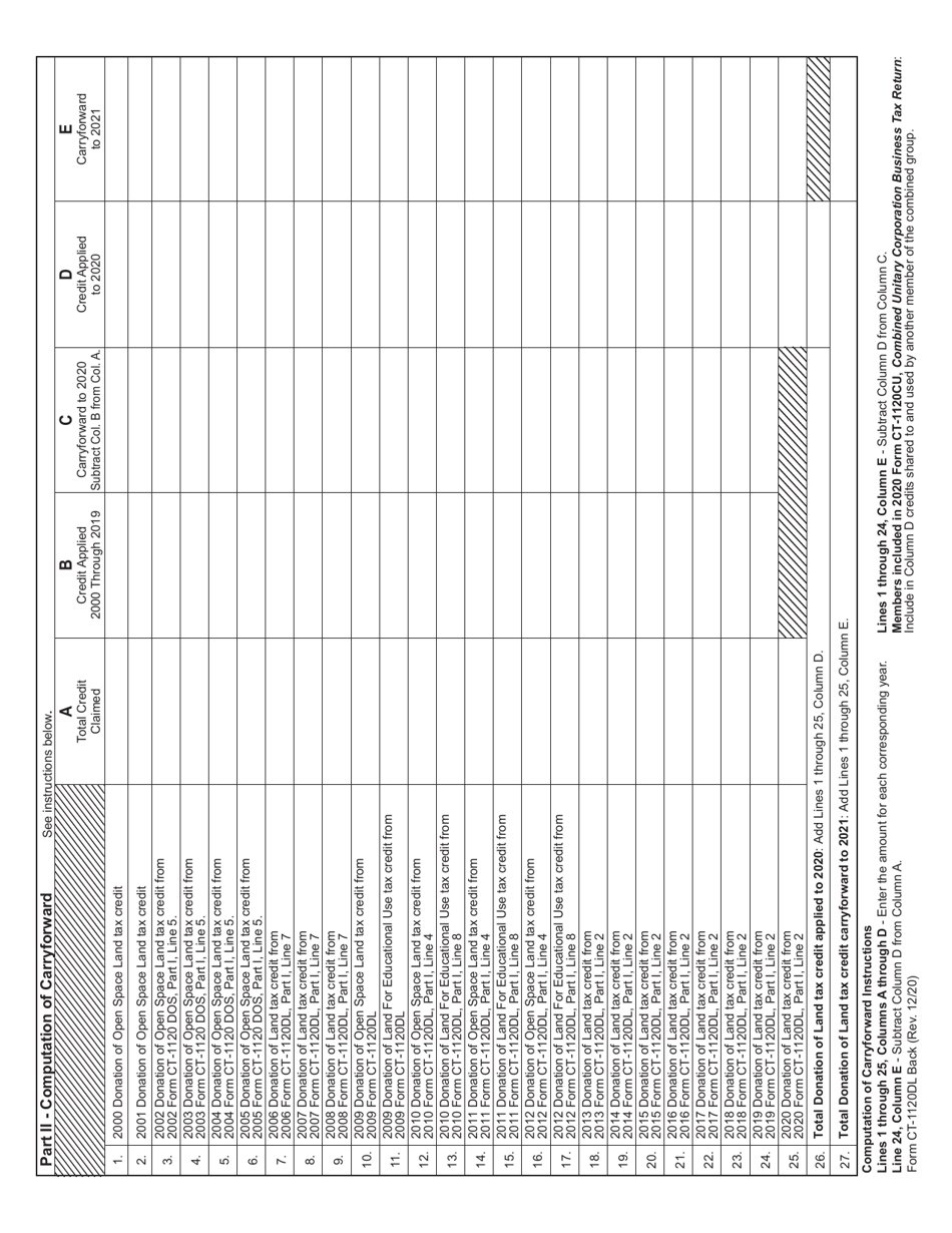 Form CT-1120DL Donation of Land Tax Credit - Connecticut, Page 2