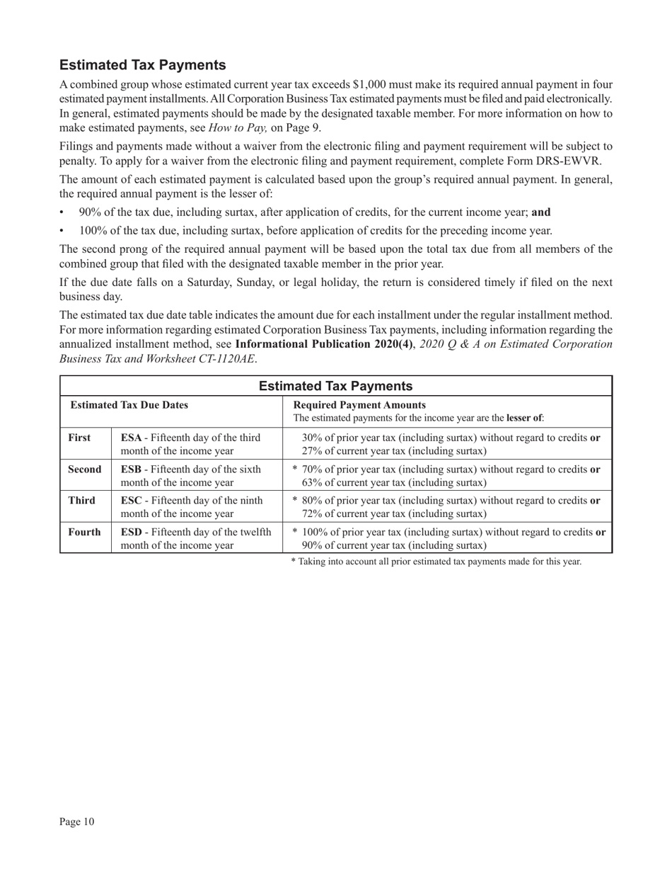 Instructions for Form CT-1120CU, CT-1120CU-MI, CT-1120CU-NI, CT-1120CU-MTB, CT-1120A-CU, CT-1120CU-NCB - Connecticut, Page 10