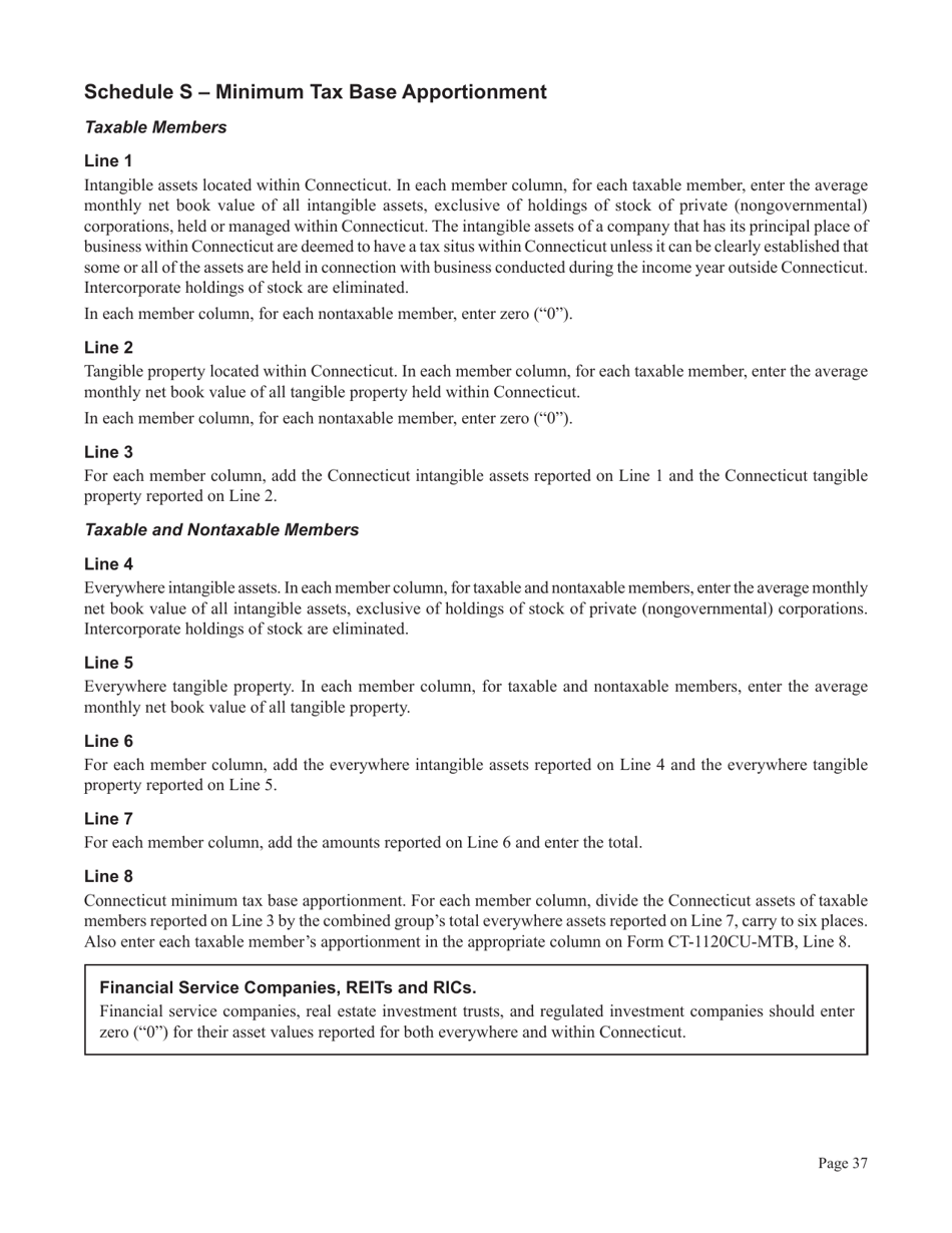 Instructions for Form CT-1120CU, CT-1120CU-MI, CT-1120CU-NI, CT-1120CU-MTB, CT-1120A-CU, CT-1120CU-NCB - Connecticut, Page 37
