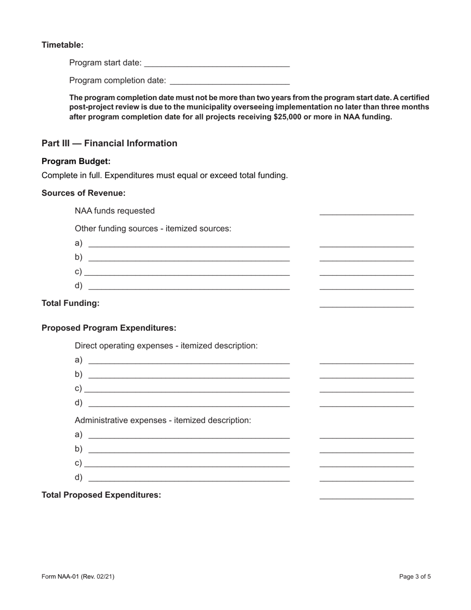 Form NAA-01 Connecticut Neighborhood Assistance Act (Naa) Program Proposal - Connecticut, Page 3