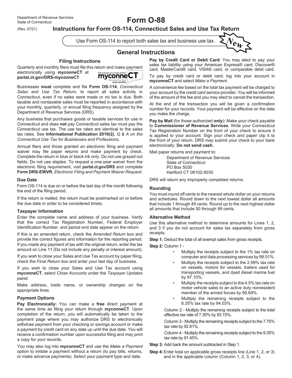 Download Instructions For Form OS 114 Connecticut Sales And Use Tax Return PDF Templateroller