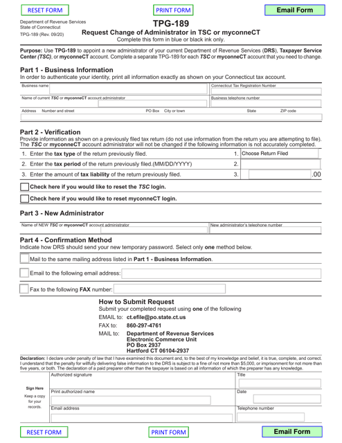 Form TPG-189  Printable Pdf