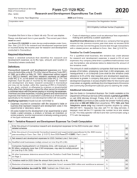 Document preview: Form CT-1120 RDC Research and Development Expenditures Tax Credit - Connecticut