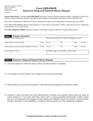 Form DRS-EWVR Electronic Filing and Payment Waiver Request - Connecticut