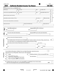 Form 540 2EZ &quot;California Resident Income Tax Return&quot; - California, 2020