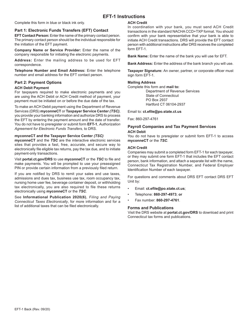 Form EFT-1 Authorization Agreement for Electronic Funds Transfers - Connecticut, Page 2