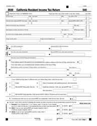 Form 540 &quot;California Resident Income Tax Return&quot; - California, 2020