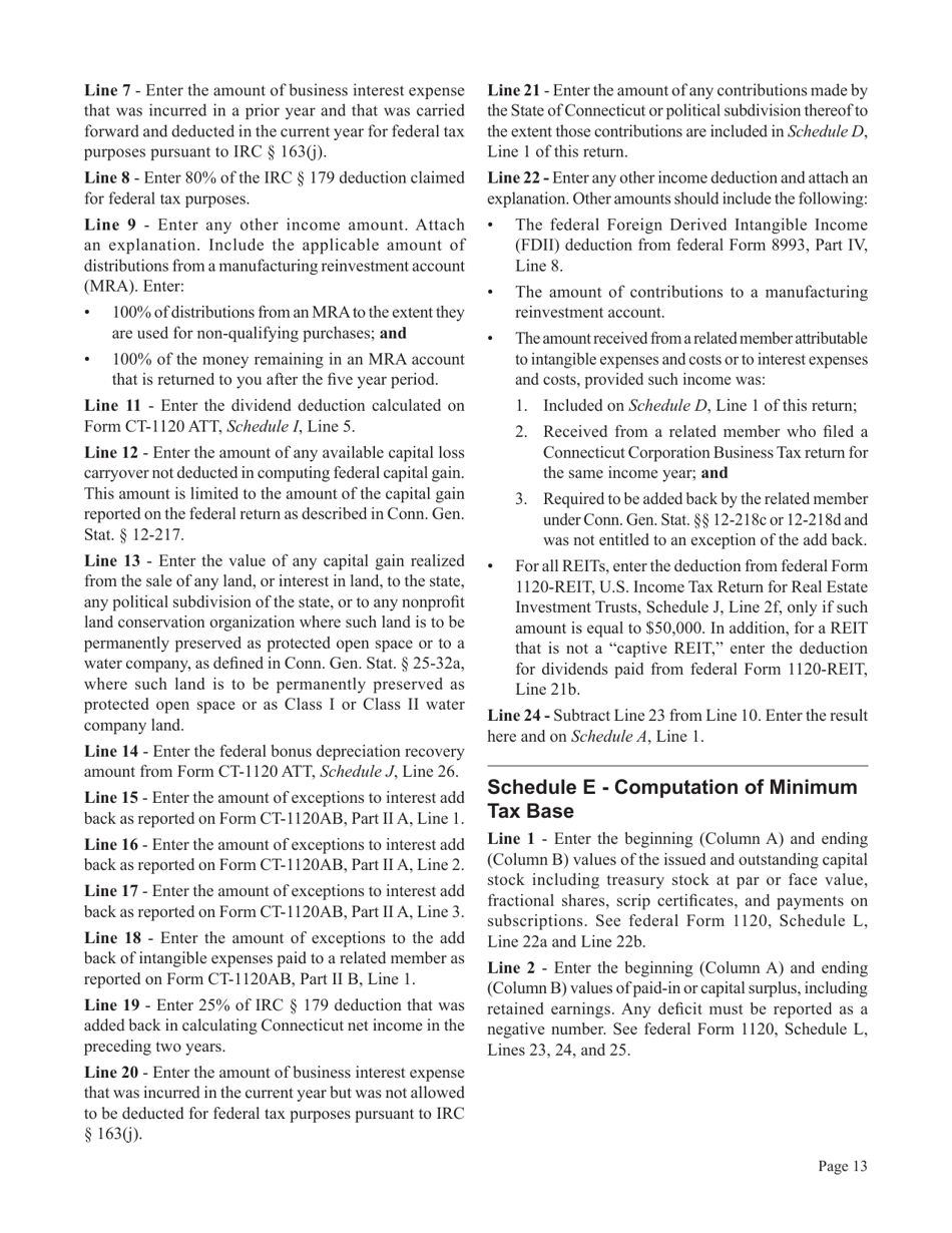 Instructions for Form CT-1120, CT-1120 ATT, CT-1120A, CT-1120K, CT-1120 EXT - Connecticut, Page 13