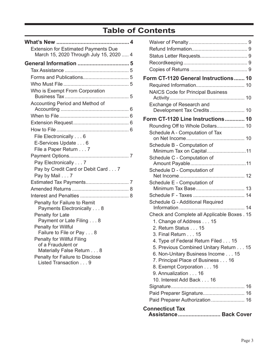 Instructions for Form CT-1120, CT-1120 ATT, CT-1120A, CT-1120K, CT-1120 EXT - Connecticut, Page 3