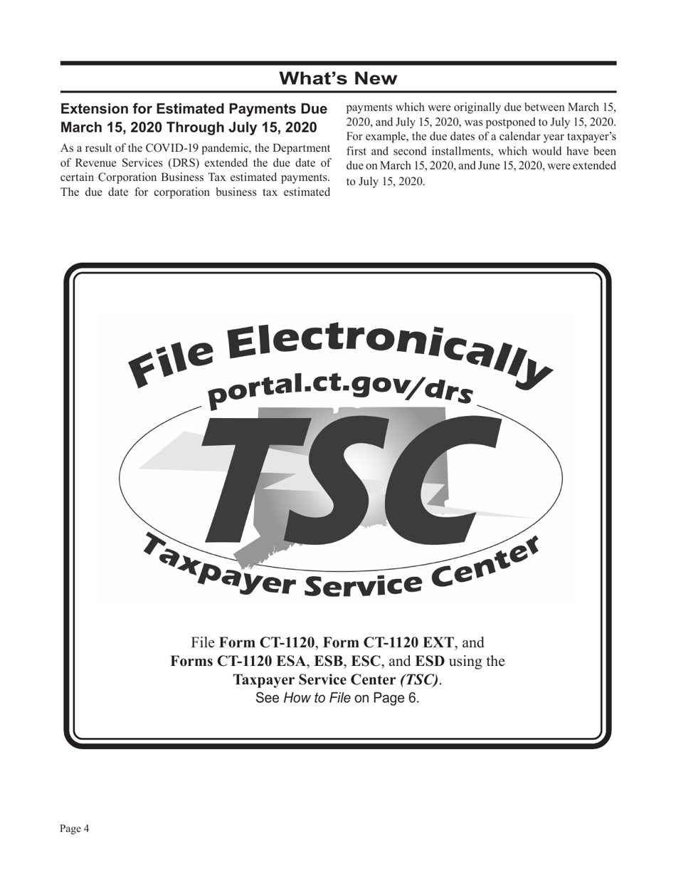 Instructions for Form CT-1120, CT-1120 ATT, CT-1120A, CT-1120K, CT-1120 EXT - Connecticut, Page 4