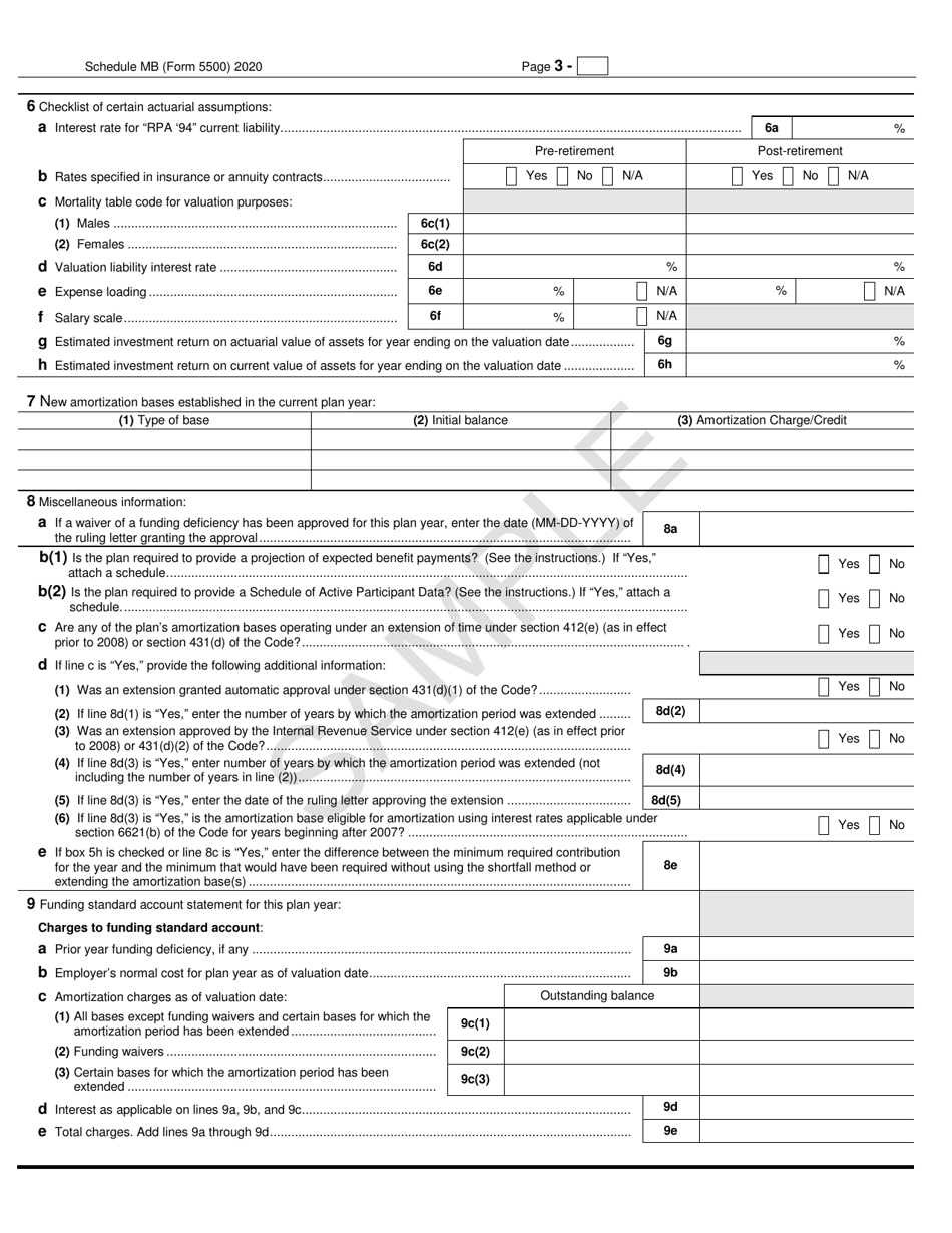 Form 5500 Schedule MB Multiemployer Defined Benefit Plan and Certain Money Purchase Plan Actuarial Information - Sample, Page 3