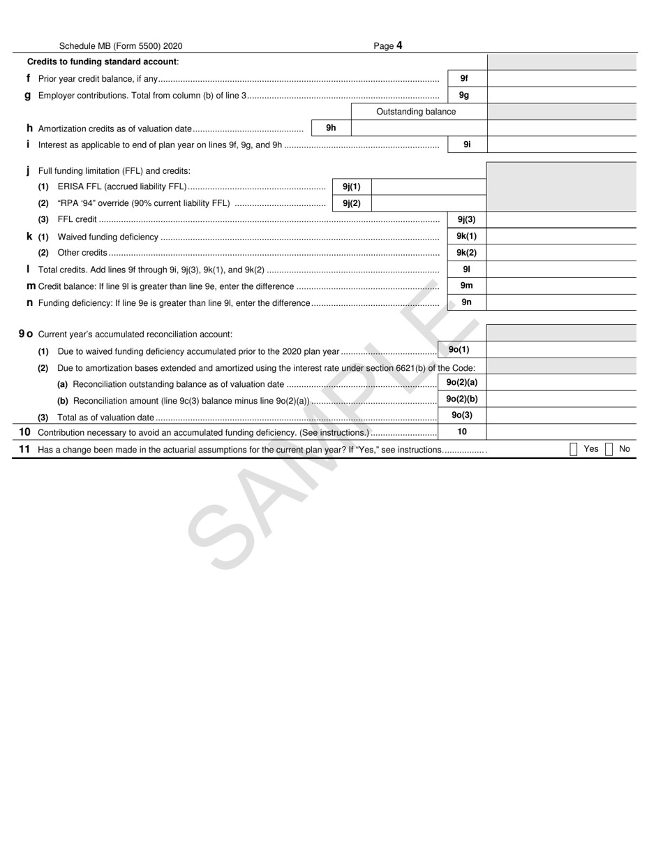 Form 5500 Schedule MB Multiemployer Defined Benefit Plan and Certain Money Purchase Plan Actuarial Information - Sample, Page 4