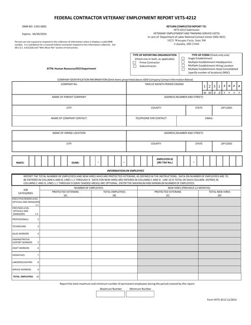 Form VETS-4212  Printable Pdf