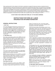 Document preview: Instructions for Form LM-1 Labor Organization Information Report