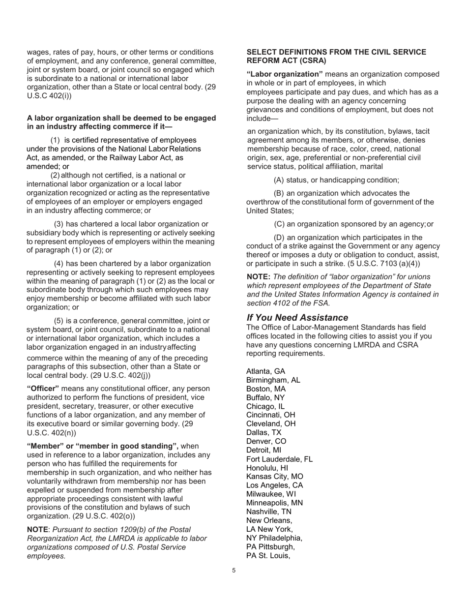 Instructions for Form LM-1 Labor Organization Information Report, Page 5