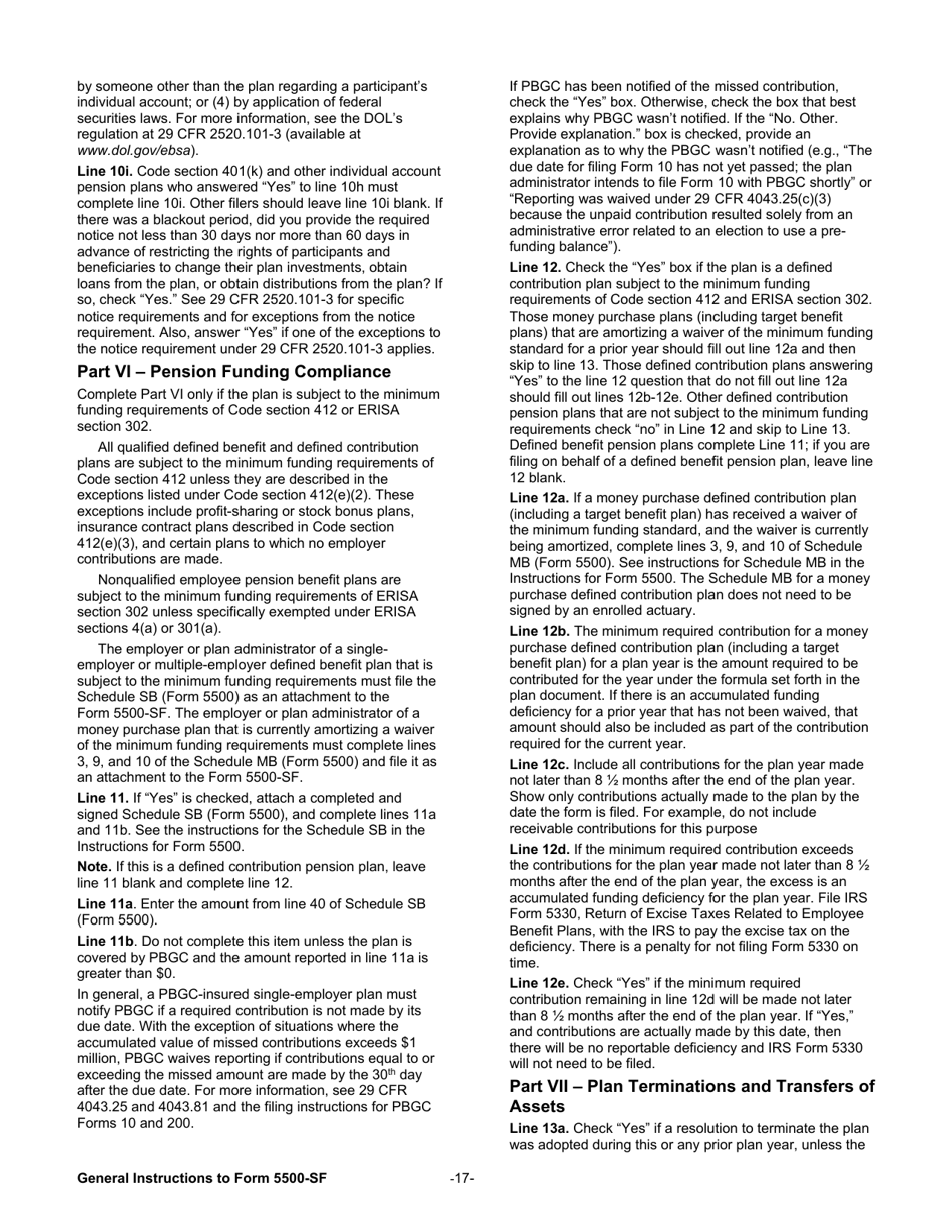 Instructions for Form 5500-SF Short Form Annual Return / Report of Small Employee Benefit Plan, Page 17