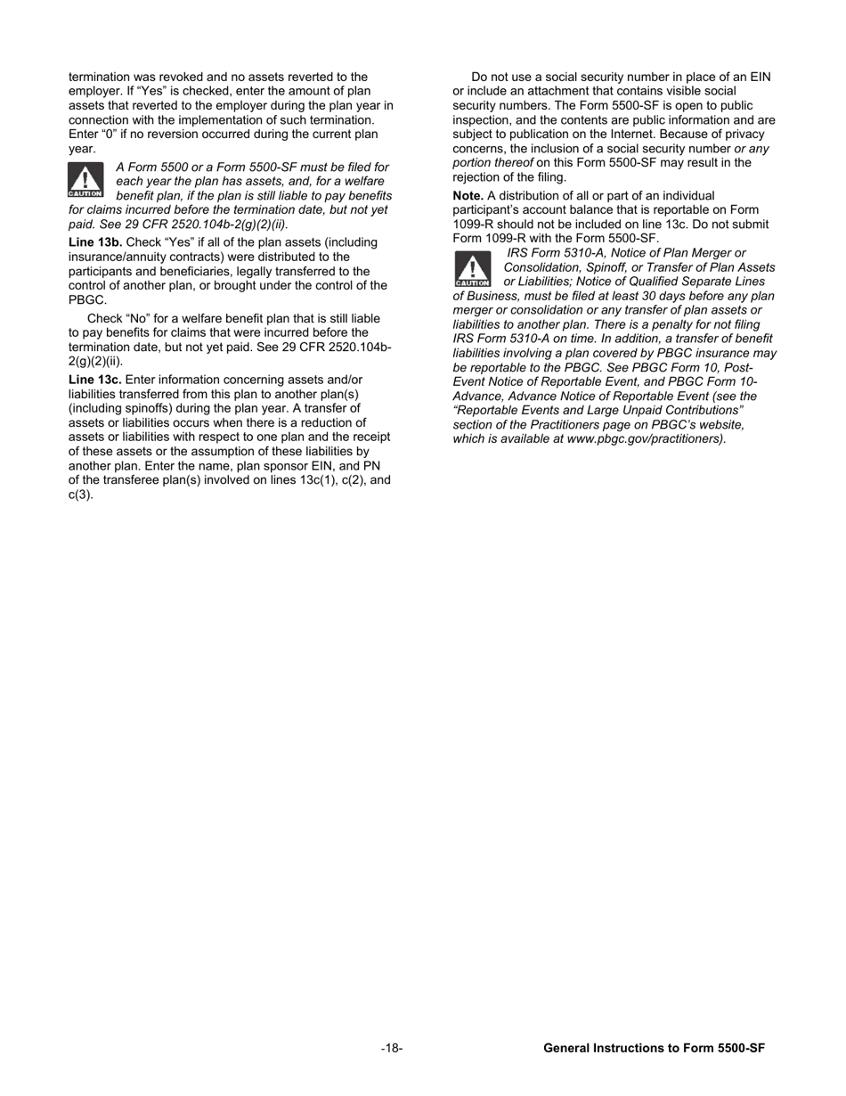 Instructions for Form 5500-SF Short Form Annual Return / Report of Small Employee Benefit Plan, Page 18