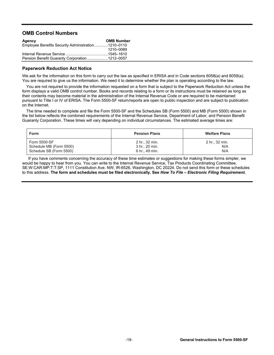 Instructions for Form 5500-SF Short Form Annual Return / Report of Small Employee Benefit Plan, Page 19