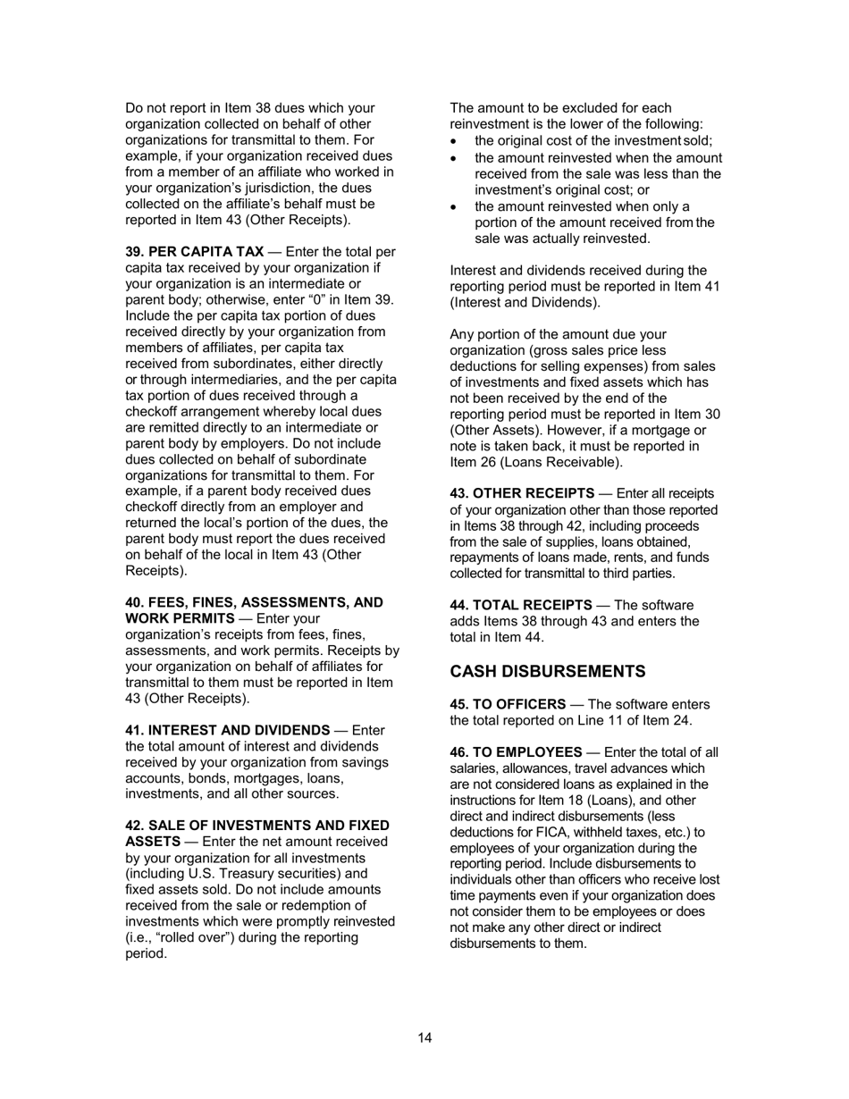 Instructions for Form LM-3 Labor Organization Annual Report, Page 14